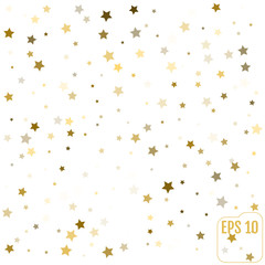 Obraz na płótnie Canvas Gold stars. Confetti celebration, Falling golden abstract decoration for party, birthday celebrate, anniversary or event, festive. Festival decor. Vector illustration