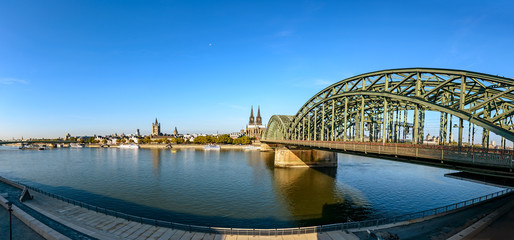 view of Hohenzollern Bridge and the cathedral in Cologne, Germany