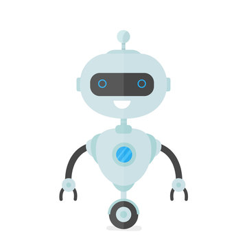 Happy smiling robot, chat bot. Vector 