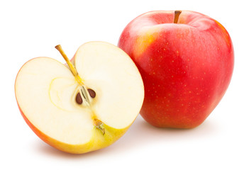sliced red apple path isolated