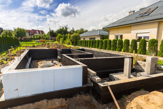 Concrete Foundation Of A New House