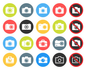 photo camera vector icons set in flat style