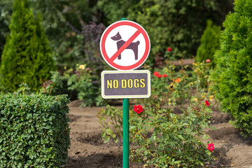 No Dogs Allowed On The Grass Area Sign