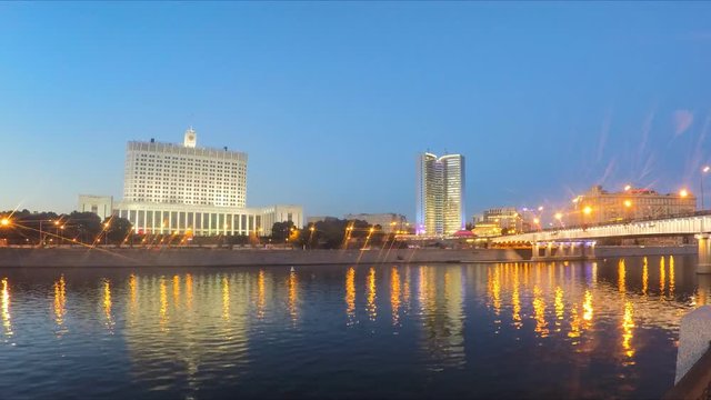 Summer Evening On Banks Of a River In Moscow Timelapse