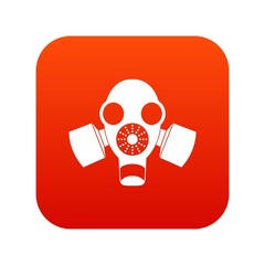Black gas mask icon digital red