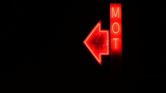 Lonely Lighted Motel Sign Red Neon Animated Rural Country