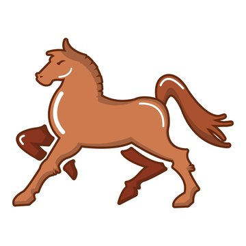 Medieval knight horse icon, cartoon style