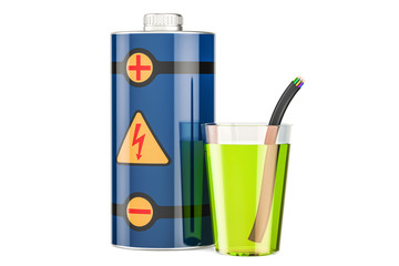 energy drink concept with battery, 3D rendering