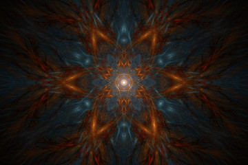 Kaleidoskop - Fraktaler Sternn in Blau und Rot © fraktalekunst