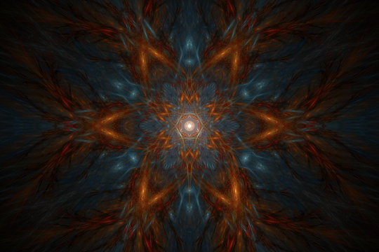 Kaleidoskop - Fraktaler Sternn in Blau und Rot