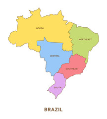 Brazil regions, vector geography background