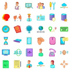 All day icons set, cartoon style