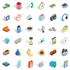 Address icons set, isometric style