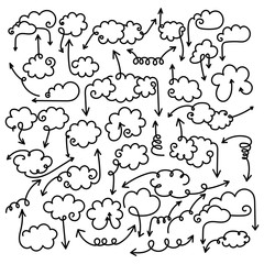 Set of speech bubbles with arrows