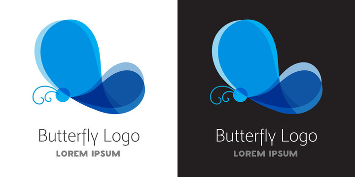 Colorful Blue Butterfly Logo Template.