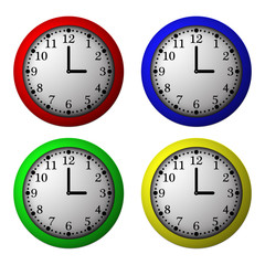 Vector volume clocks. Colorful office illustration