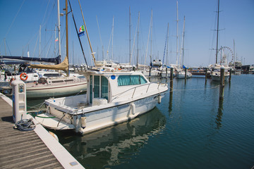 Fototapeta premium Yachts in the port waiting. Rimini, Italy.