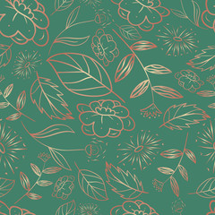 green forest seamless flower nature eco autumn pattern