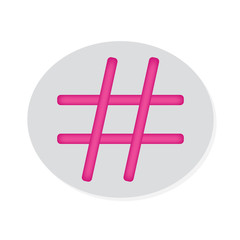 pink hashtag icon- vector illustration