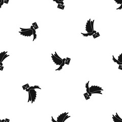 Dove carrying envelope pattern seamless black