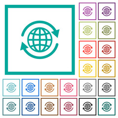 International flat color icons with quadrant frames