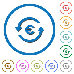 Euro pay back icons with shadows and outlines