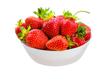 Ripe red beautiful juicy bright appetizing strawberry berries. Red strawberries on an isolated white background.Clipping path