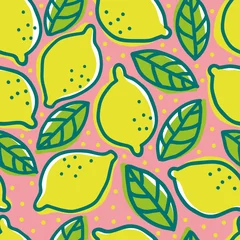Keuken foto achterwand Citroen Retro patroon met citroenen.