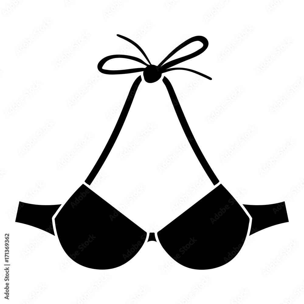 Wall mural beach bra icon, simple black style