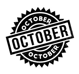October rubber stamp. Grunge design with dust scratches. Effects can be easily removed for a clean, crisp look. Color is easily changed.