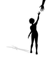 symbolic illustration of woman trying to grab a hand