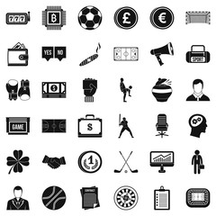 Lottery icons set, simple style