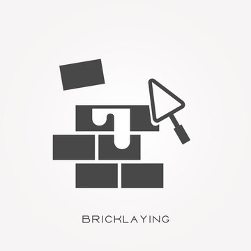 Silhouette icon bricklaying
