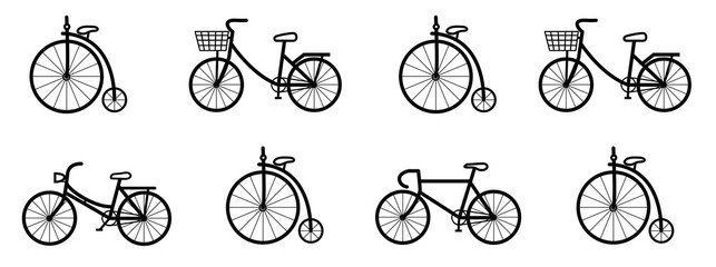 Vintage black & white bicycles pattern