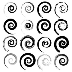 Set of vector spirals isolated on white background. Graphic elements.