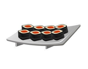 vector japanese sushi rolls on the white plate