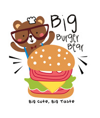 stock vector big burger bear doodle vector