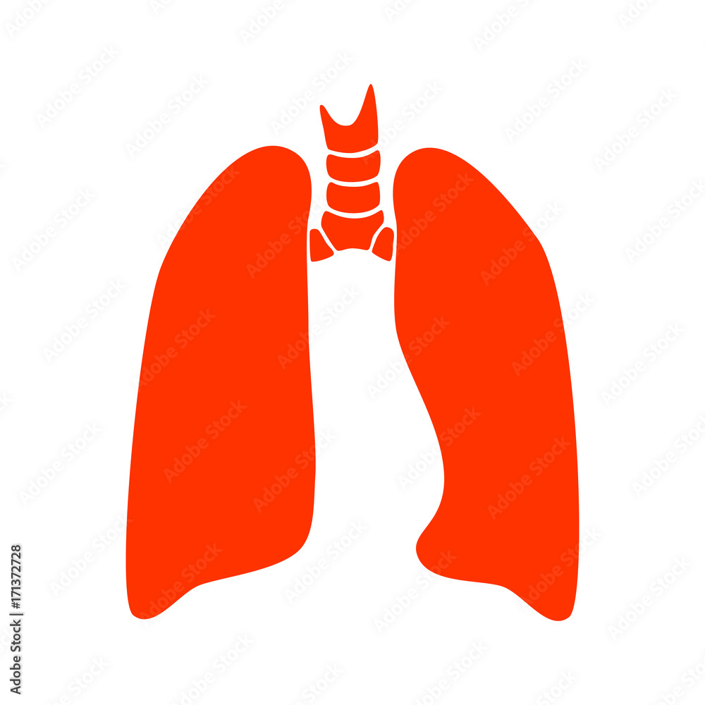 Canvas Prints Vector silhouette medical illustration of human body organ - lungs with trachea. Logo template for clinic, hospital. Symbol for asthma, tuberculosis, pneumonia. Health care of respiratory system.