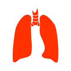 Vector silhouette medical illustration of human body organ - lungs with trachea. Logo template for clinic, hospital. Symbol for asthma, tuberculosis, pneumonia. Health care of respiratory system.