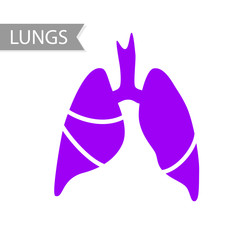 Vector silhouette medical illustration of human body organ - lungs with trachea. Logo template for clinic, hospital. Symbol for asthma, tuberculosis, pneumonia. Health care of respiratory system.