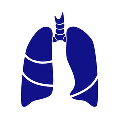Vector silhouette medical illustration of human body organ - lungs with trachea. Logo template for clinic, hospital. Symbol for asthma, tuberculosis, pneumonia. Health care of respiratory system.
