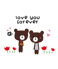 stock vector cute couple bear fall in love
