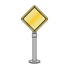 construction road sign icon over white background colorful design vector illustration