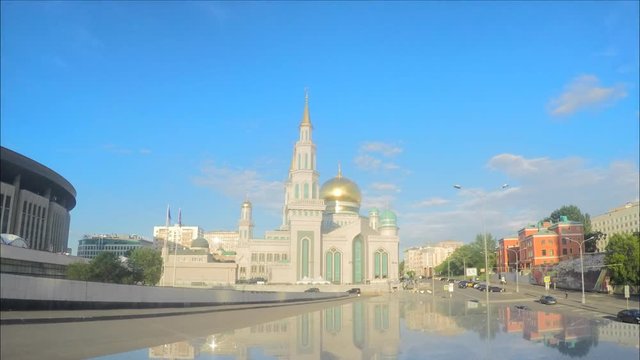 beautiful mosque on a summer day timelapse