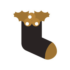 christmas sock holly berry decoration design vector illustration