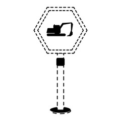 construction road sign with truck icon over white background vector illustration