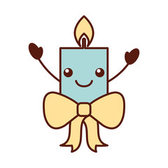 kawaii candle christmas flower decoration festive vector illustration