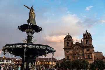 The main square of Cusco (Plaza de Armas) in Cusco, Peru