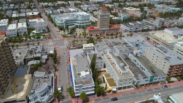 Aerial reveal Miami Beach ashington Avenue