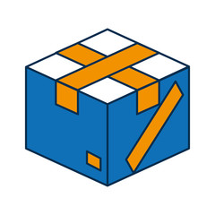 carton box icon over white background colorful design vector illustration